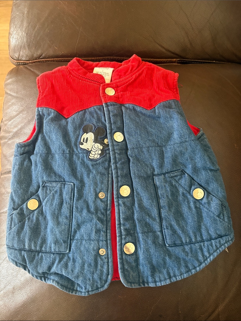 Disney Red Corduroy Vest with Mickey Snap